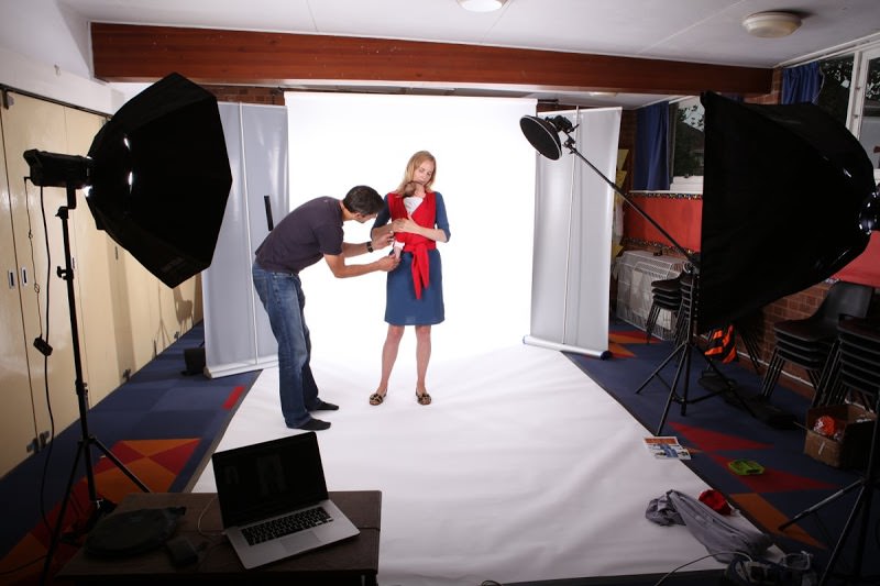 spencer cobby in photography studio with model